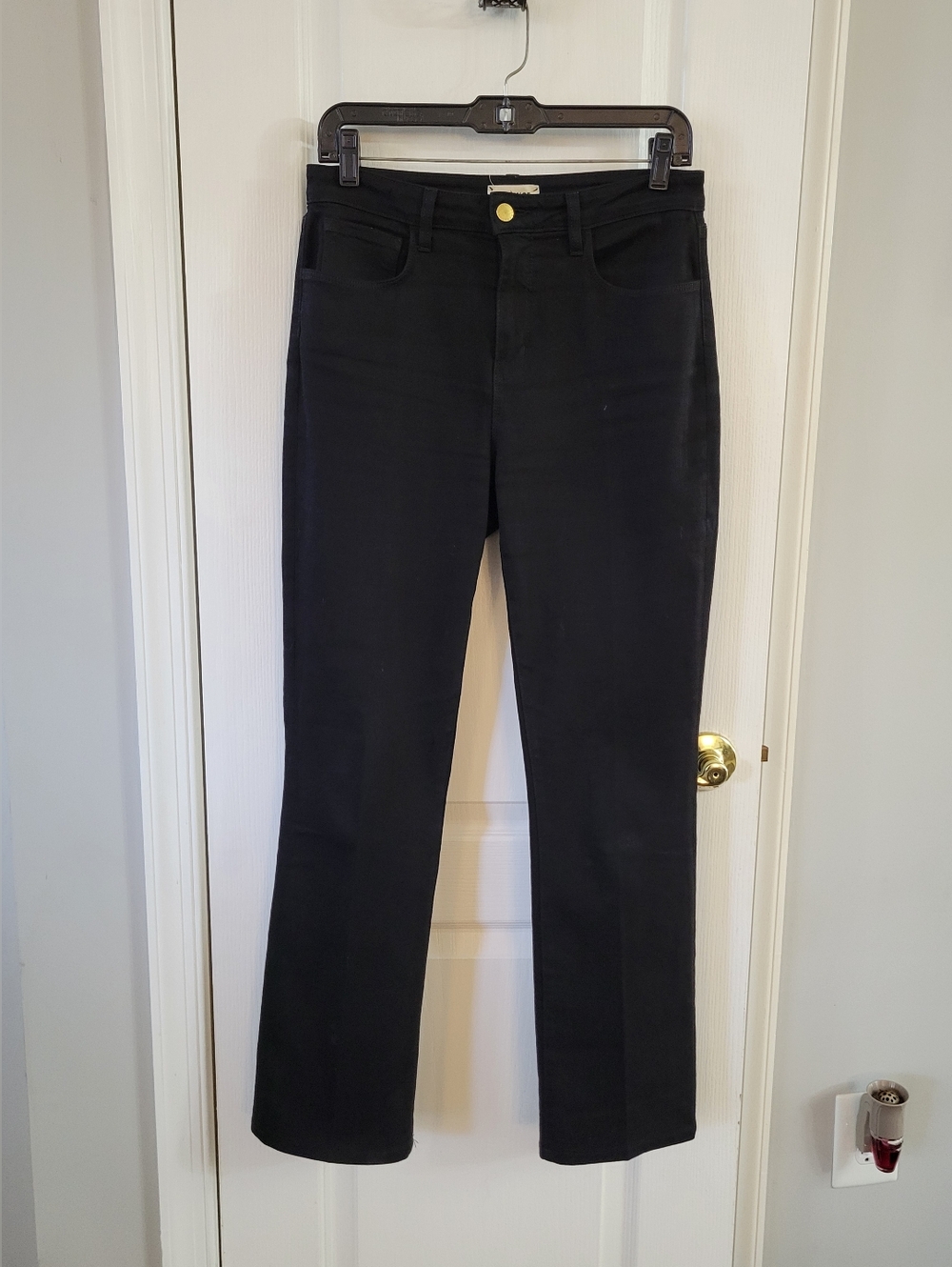 L’AGENCE Oriana High Rise Straight Leg Jeans Noir Black Size 28 Denim